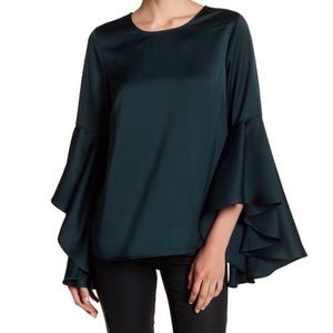 Brand new bell 3/4 sleeve satin blouse
